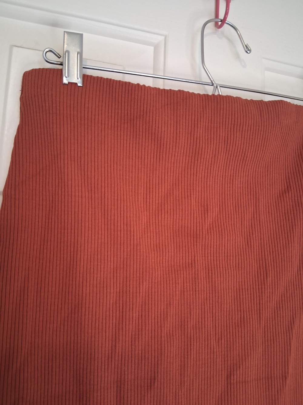 Lulus Set For Life Ribbed Midi Skirt Rust Red Size Large - Picture 9 of 10